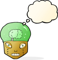 cartoon spooky robot head with thought bubble png