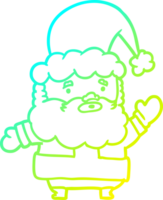 cold gradient line drawing of a santa claus waving png