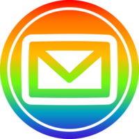 envelope carta circular ícone com arco Iris gradiente terminar png