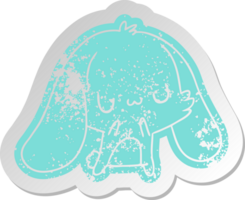 distressed old cartoon sticker kawaii cute furry bunny png