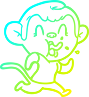 cold gradient line drawing of a crazy cartoon monkey running png
