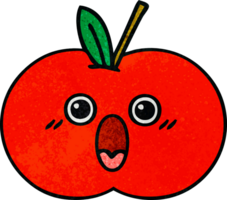 retro grunge texture cartoon of a red apple png