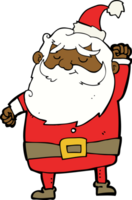 cartoon santa claus punching air png