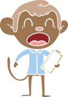 shouting flat color style cartoon monkey png