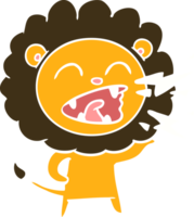 lion rugissant de dessin animé de style plat couleur png