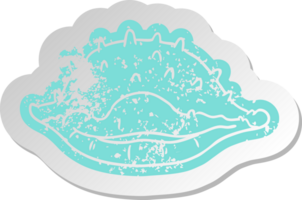 distressed old cartoon sticker of a sea shell png