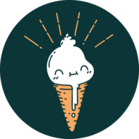 icono de un personaje de helado estilo tatuaje png