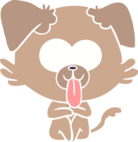 flat color style cartoon dog with tongue sticking out png