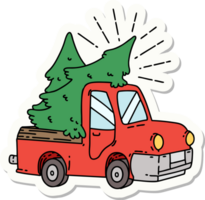 sticker of a tattoo style truck carrying trees png