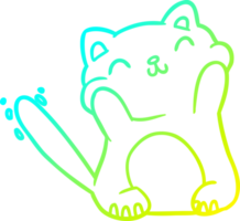 cold gradient line drawing of a very happy cute cat png