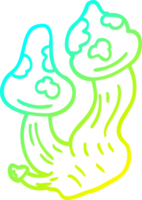 cold gradient line drawing of a cartoon deadly mushrooms png