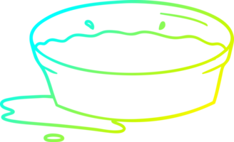 cold gradient line drawing of a cartoon dog water bowl png