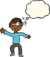 cartoon amazed boy with thought bubble png