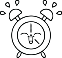 line drawing cartoon of a alarm clock png