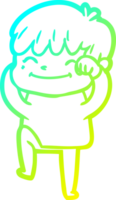 frío degradado línea dibujo de un dibujos animados contento chico png