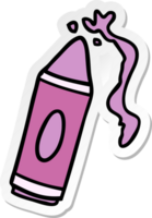 hand drawn sticker cartoon doodle of a pink crayon png