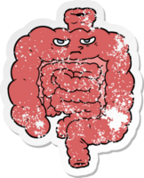 distressed sticker of a cartoon intestines png