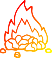 warm gradient line drawing of a cartoon burning coals png