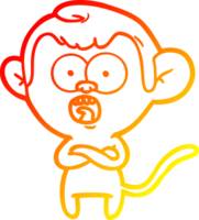 warm gradient line drawing of a cartoon shocked monkey png