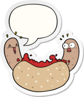 tekenfilm hotdog met toespraak bubbel sticker png