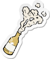 retro verontruste sticker van een cartoon bierflesje png