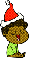 laughing comic book style illustration of a man wearing santa hat png