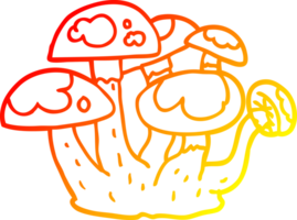 ligne de gradient chaud dessinant des champignons de dessin animé png