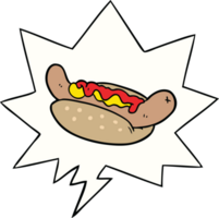 dessin animé frais savoureux hot-dog et bulle de dialogue png