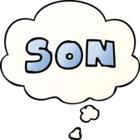 cartoon word son and thought bubble in smooth gradient style png