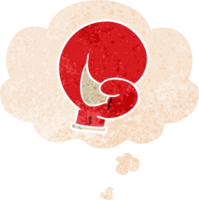 boxing glove cartoon and thought bubble in retro textured style png