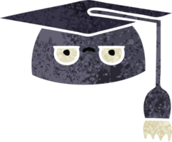 sombrero de graduación de dibujos animados de estilo de ilustración retro png