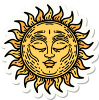 tattoo style sticker of a sun png