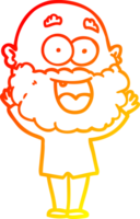 cálido gradiente línea dibujo dibujos animados loco feliz hombre con barba png