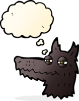 cartoon smug wolf face with thought bubble png