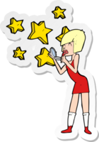 sticker of a cartoon woman applying lipstick png