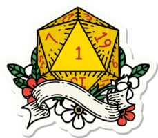 Natural One d20 Würfelrollenaufkleber png