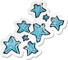 retro distressed sticker of a cartoon stars png