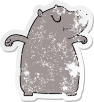 distressed sticker of a cartoon hippo png