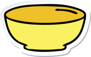 sticker of a quirky hand drawn cartoon bowl png
