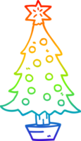 desenho de linha gradiente arco-íris desenho animado árvore de natal png