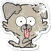 distressed sticker of a cartoon dog with tongue sticking out png