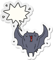 Cartoon glücklicher Vampirfledermaus und Sprechblasenaufkleber png