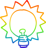 rainbow gradient line drawing cartoon light bulb png