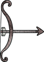 doodle texturizado de um arco e flecha png