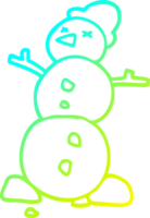 boneco de neve dos desenhos animados de desenho de linha de gradiente frio png