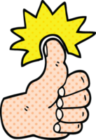 símbolo de polegares para cima dos desenhos animados de estilo de quadrinhos png