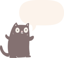 cartoon cat and speech bubble in retro style png
