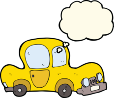 Cartoon-Auto mit Gedankenblase png