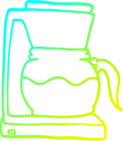 máquina de café de desenho animado de desenho de linha de gradiente frio png