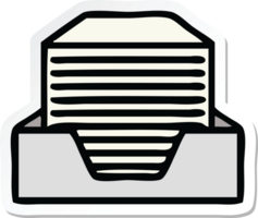 sticker of a cute cartoon stack of office papers png